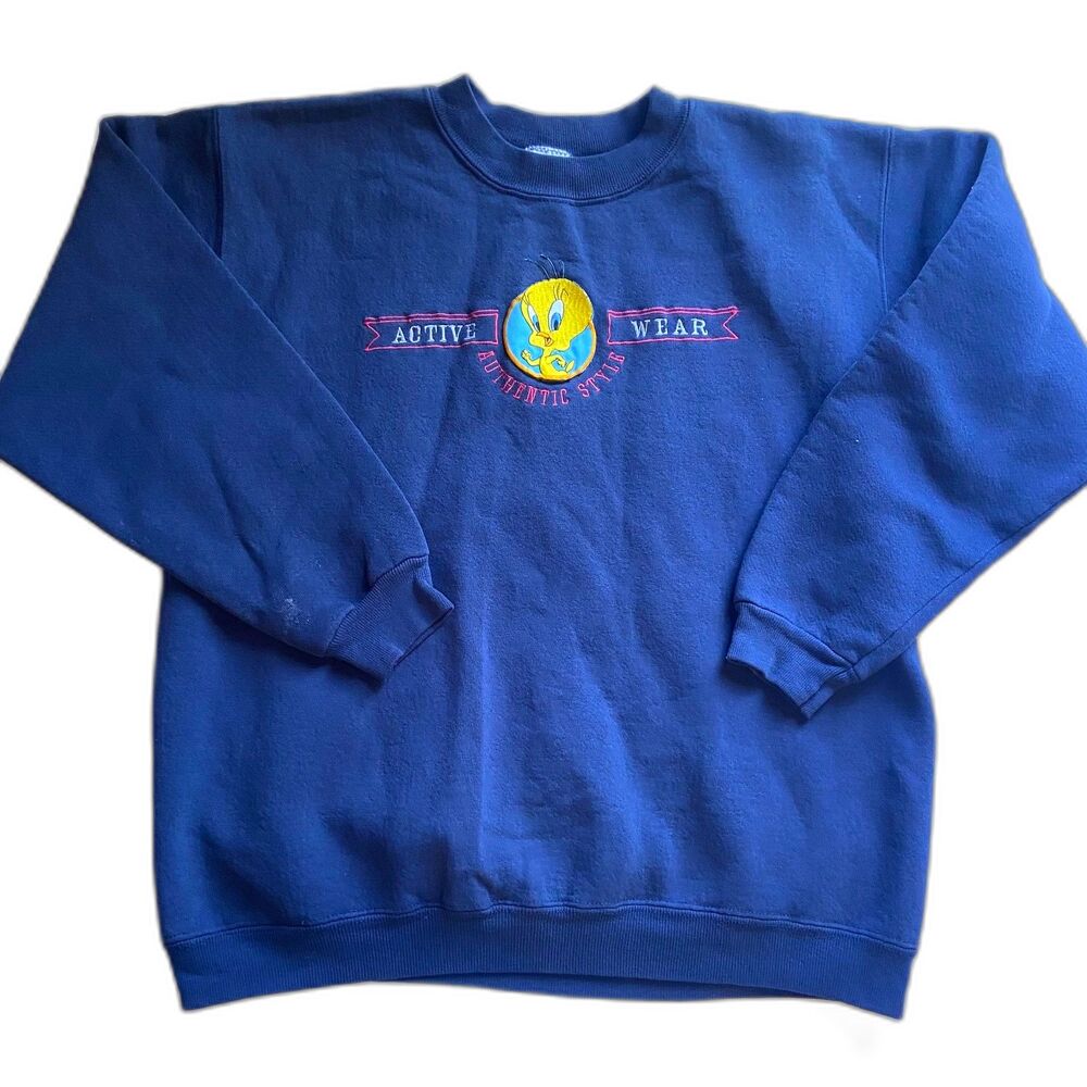 Vintage 1998 Looney Tunes Tweety Bird Crewneck Sweatshirt Warner Bros pullover M